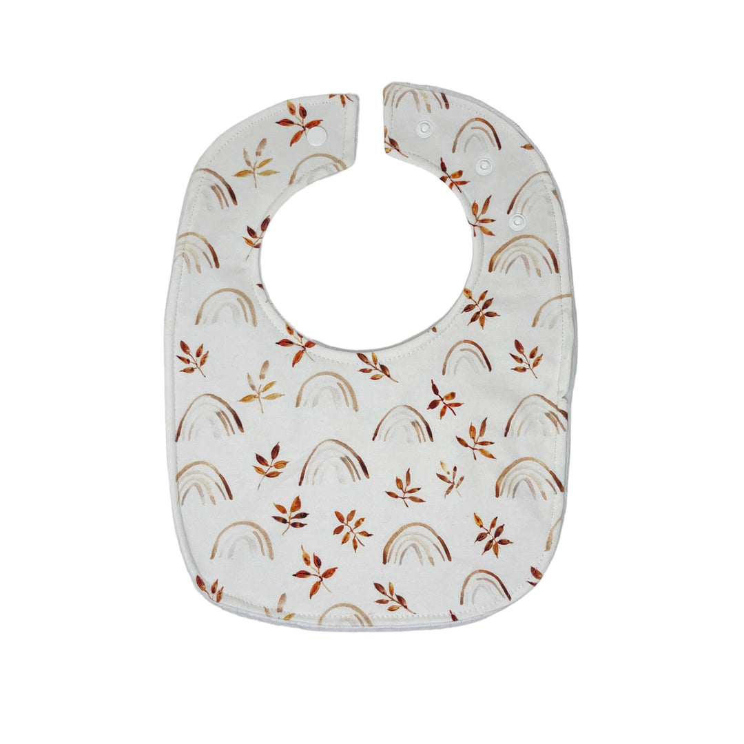 Earth Tones Rainbow and Leaves Traditional Bib