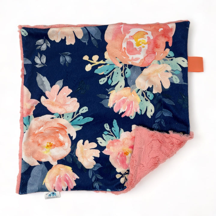 Navy Floral Lovey Blanket