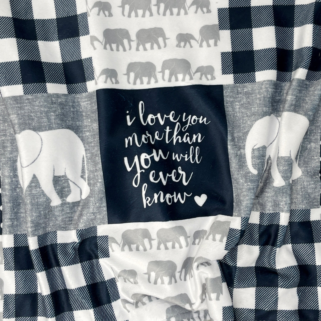 Navy Blue Elephant Luxe Baby Blanket