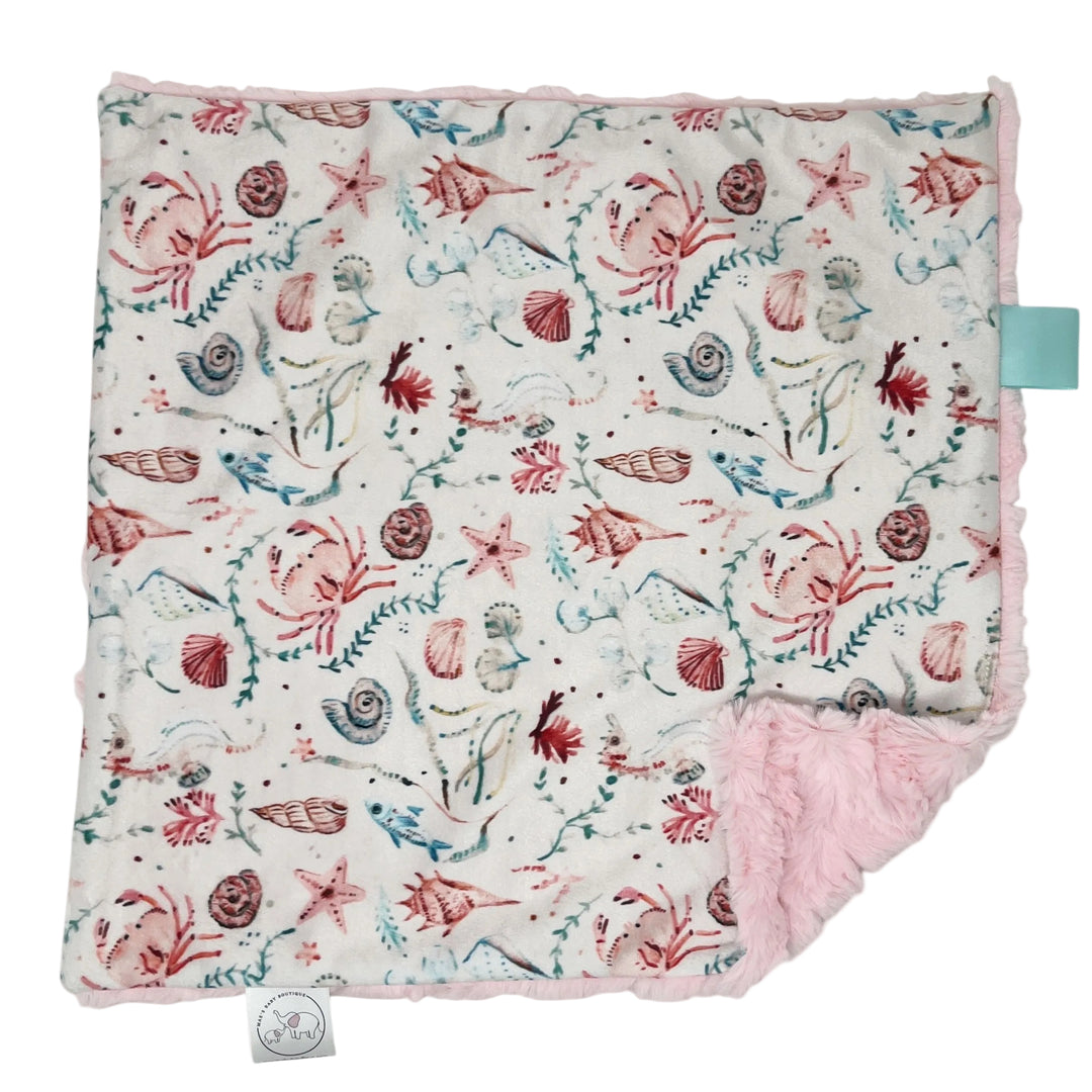 Seaside Shells and Ocean Animals Lovey Blanket