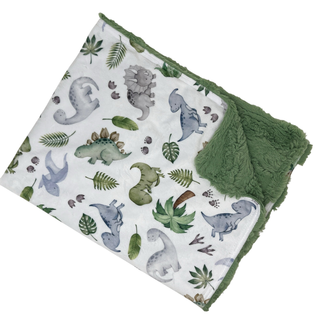 Watercolor Dinosaurs Luxe Baby Blanket