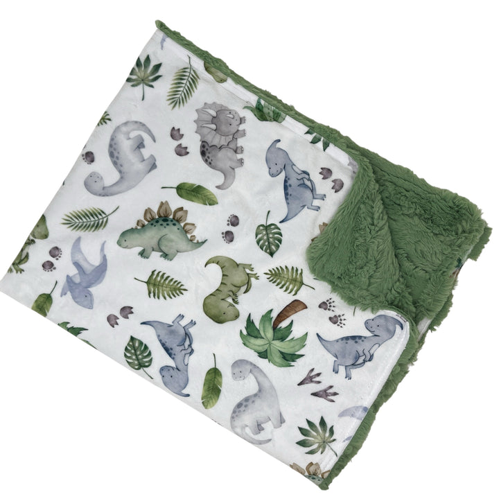 Watercolor Dinosaurs Luxe Baby Blanket