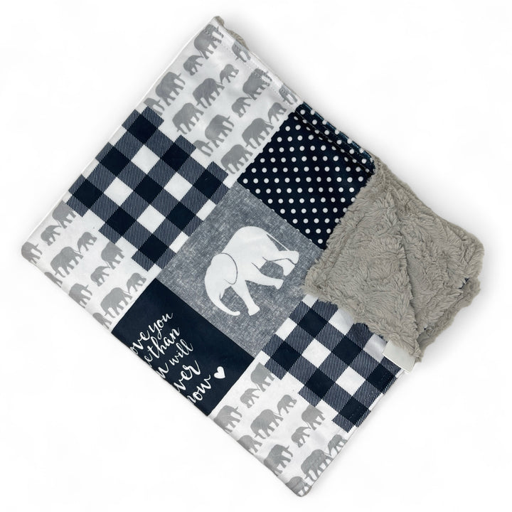 Navy Blue Elephant Luxe Baby Blanket