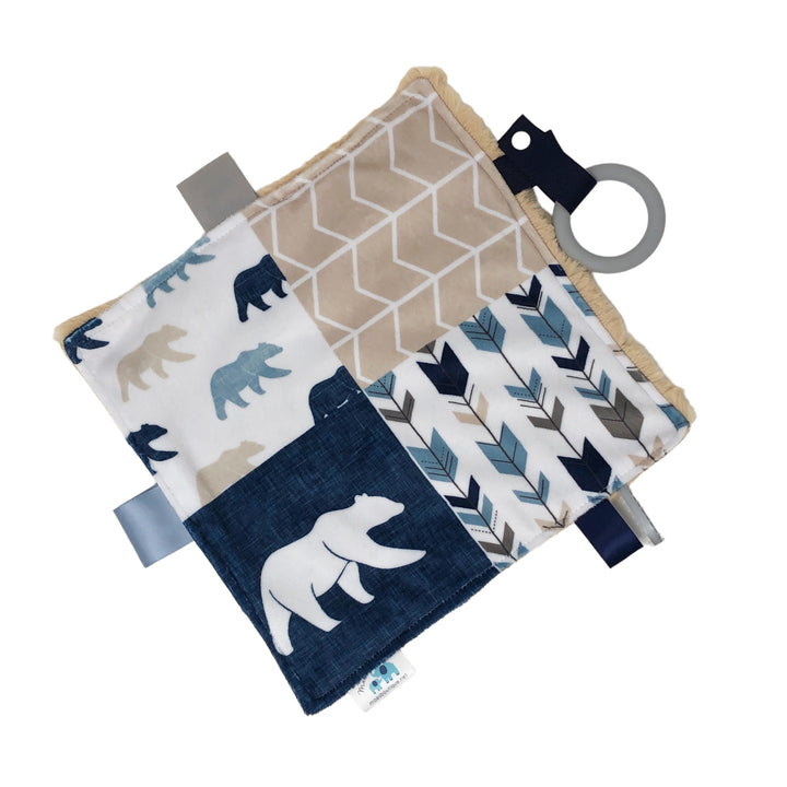 Baby Bear Blue Teething Blanket