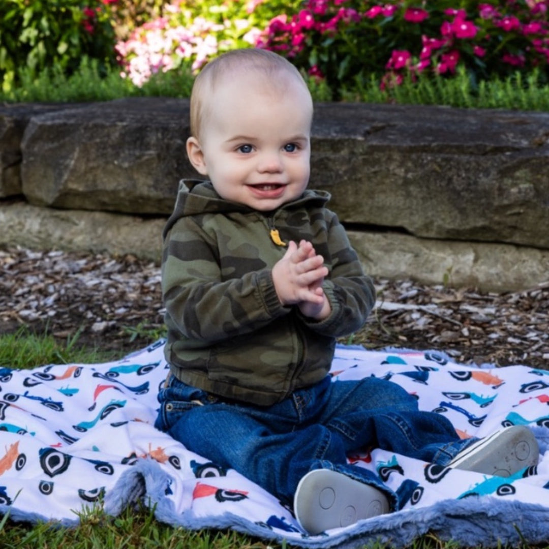 Vintage Tractor Luxe Baby Blanket