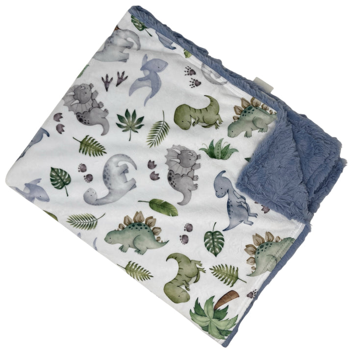 Watercolor Dinosaurs Luxe Baby Blanket