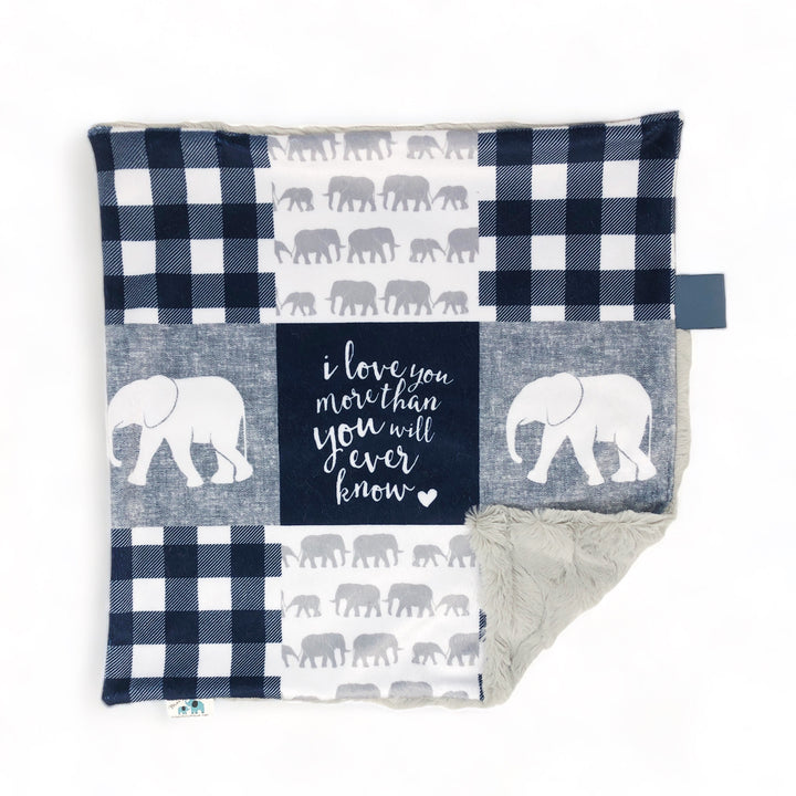 Navy Blue Elephant Lovey Blanket