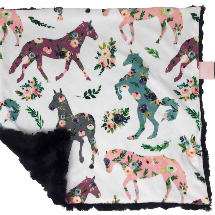 Boho Floral Horses Lovey Blanket