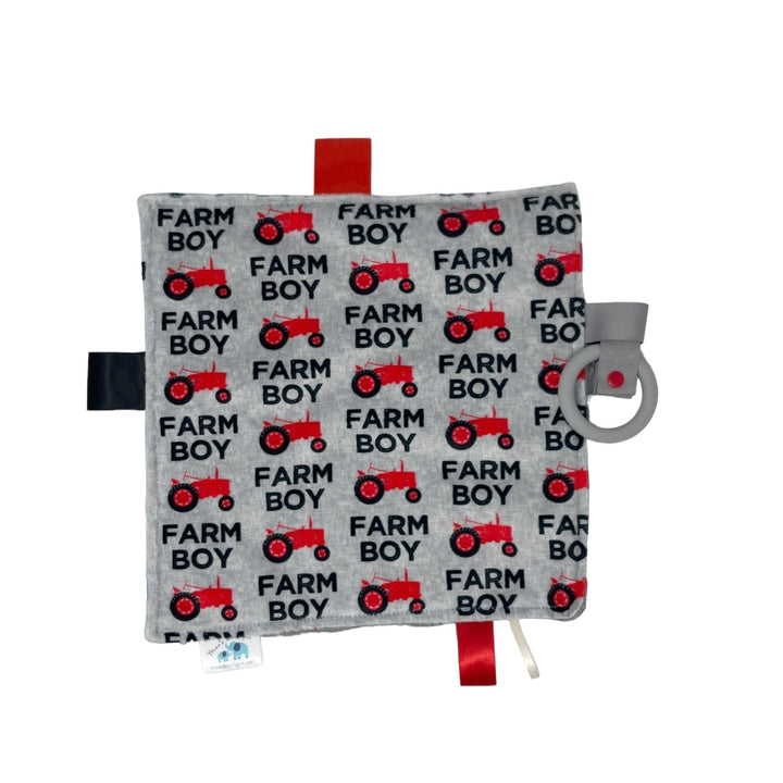 Farm Boy with Red Tractors Teething Blanket