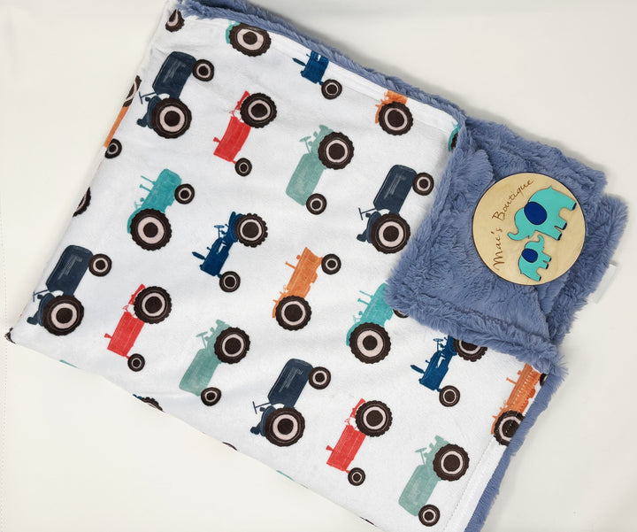 Vintage Tractor Luxe Baby Blanket